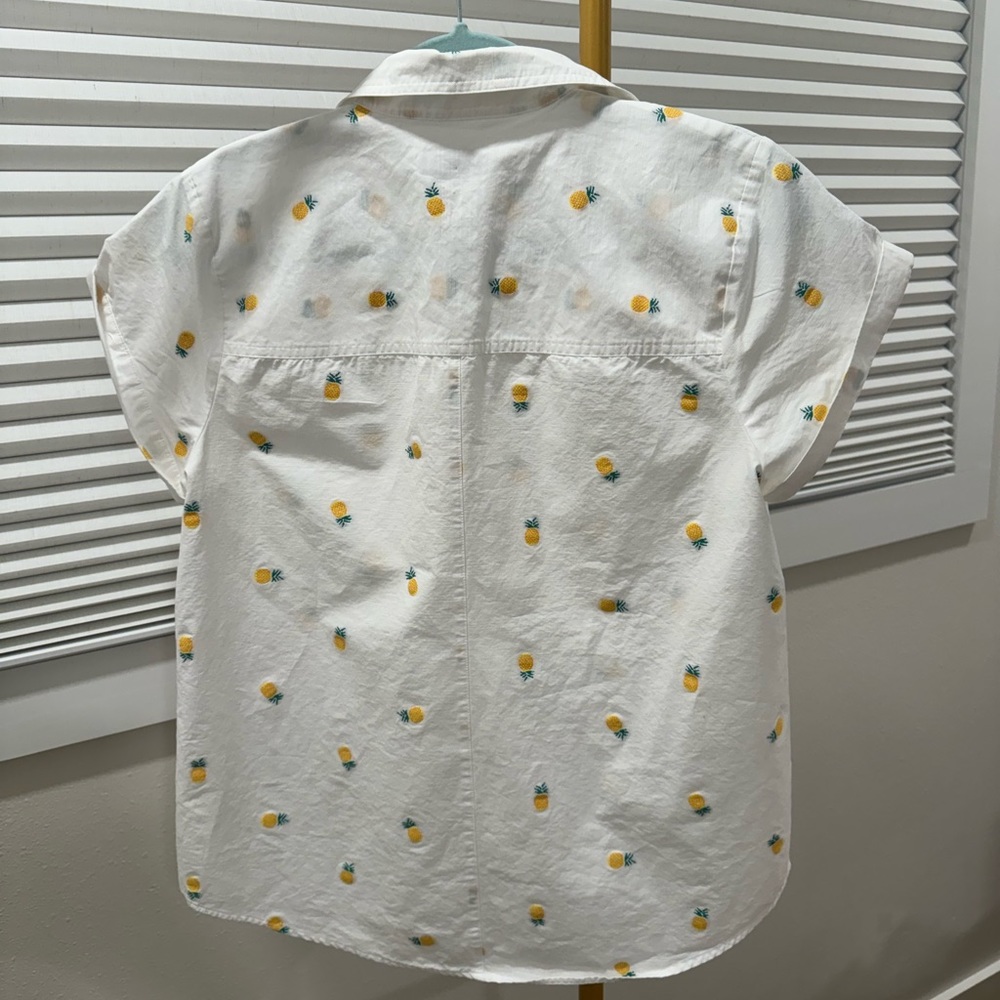 UNTUCKit (for her) Penny Button Up Shirt With Embroidered Pineapples Size L - Picture 3 of 4